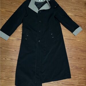 Oversized Hooded Trench Coat Gallery Black and Cream Coat with Pockets